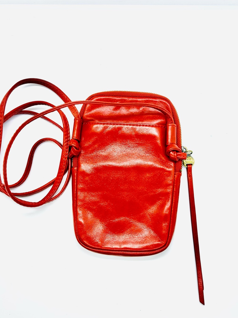 Hobo Red Leather Crossbody Phone Bag Purse Wallet 7" x 3" NWOT